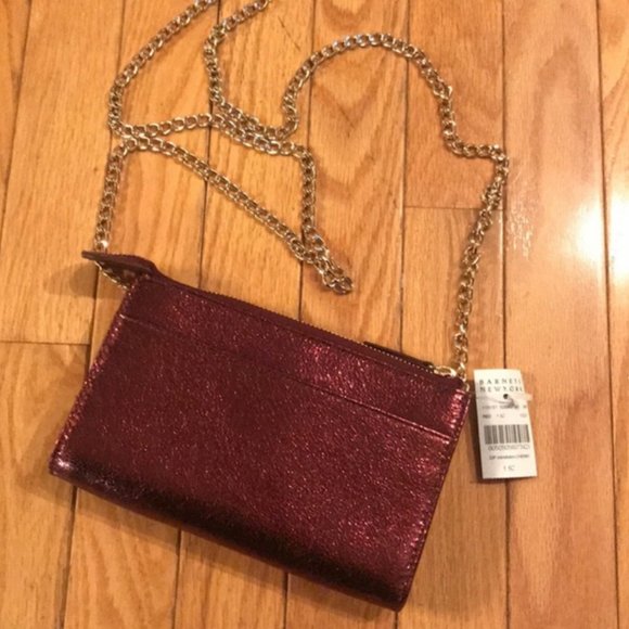 Barneys New York cherry metallic leather bag